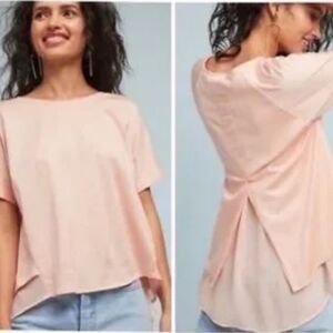 (BOGO FREE) Anthropologie Chiffon-Hemmed Tee by Eri + Ali Peach Shirt XS